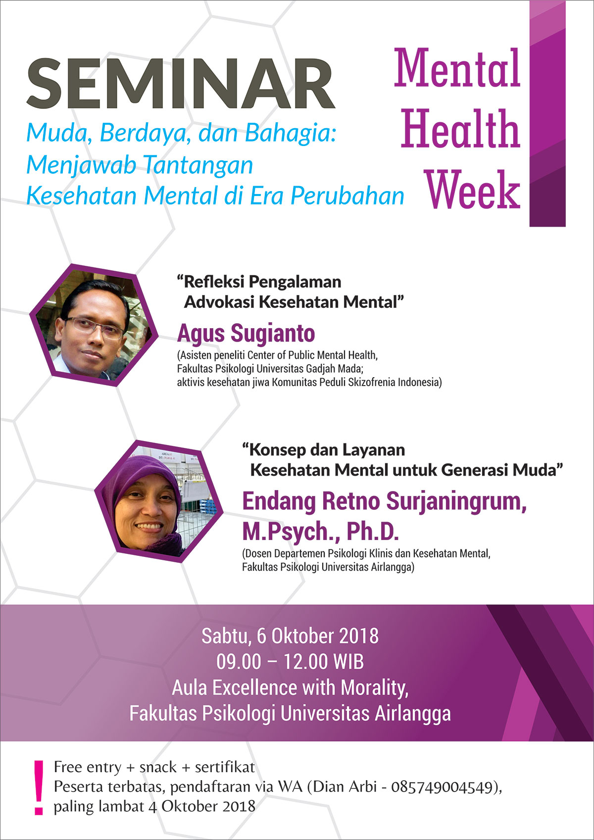 Mental Health Week Seminar Muda Berdaya Dan Bahagia Menjawab Tantangan Kesehatan Mental Di Era Perubahan Fakultas Psikologi