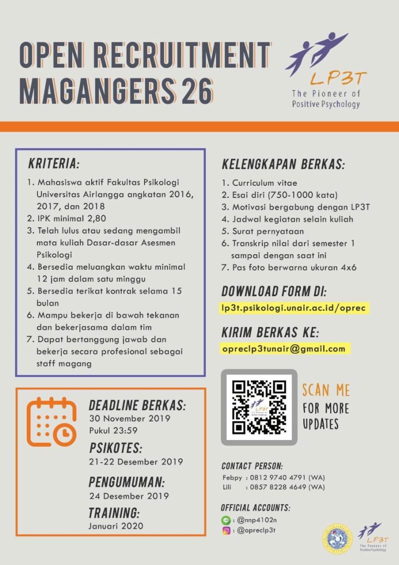 Open Recruitment Lp3t Magangers 26 Fakultas Psikologi