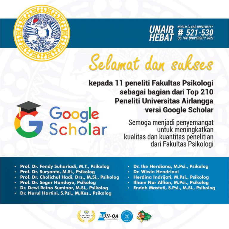 Selamat Dan Sukses Top 210 Peneliti Universitas Airlangga Versi Google ...