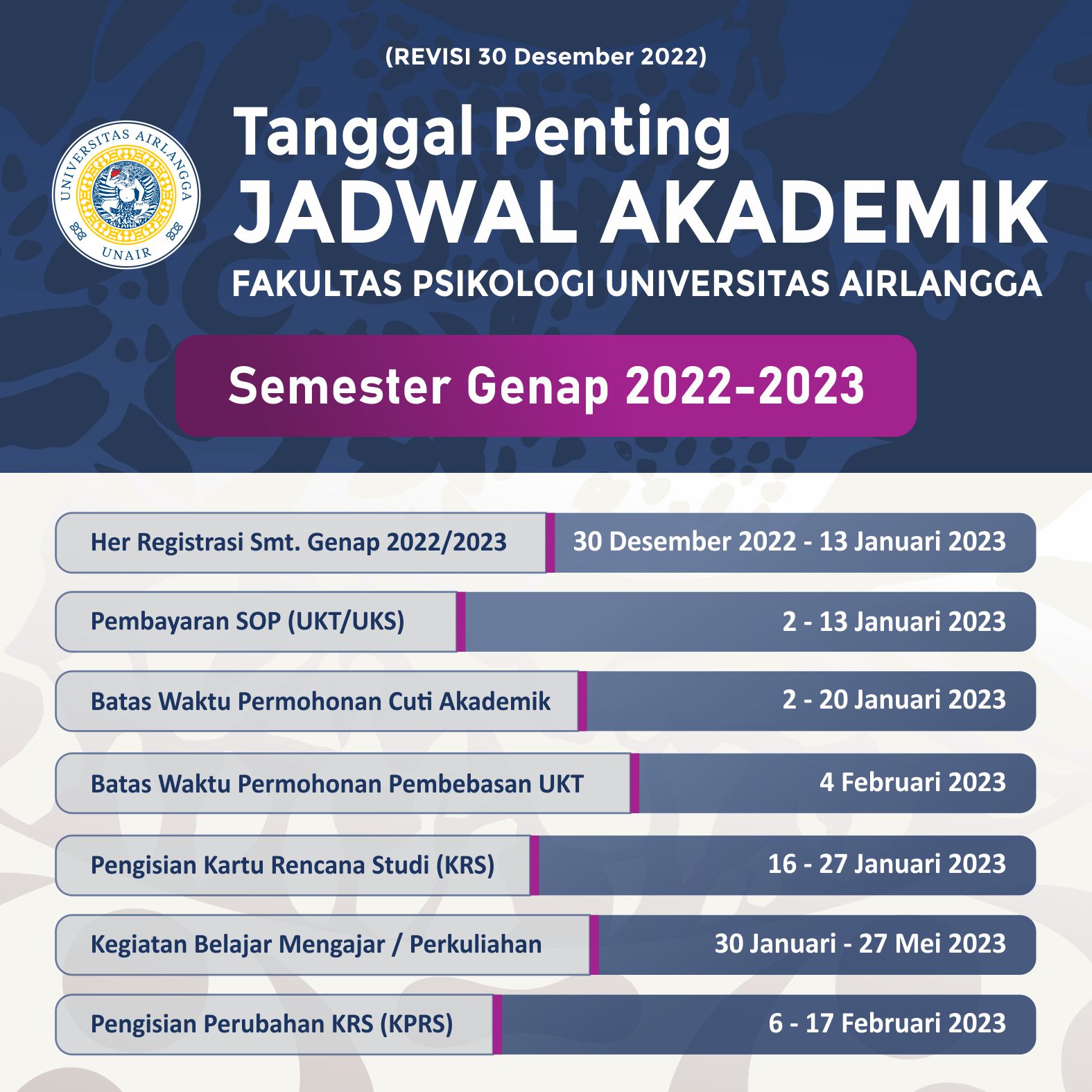 Kalender Akademik - Fakultas Psikologi Universitas Airlangga
